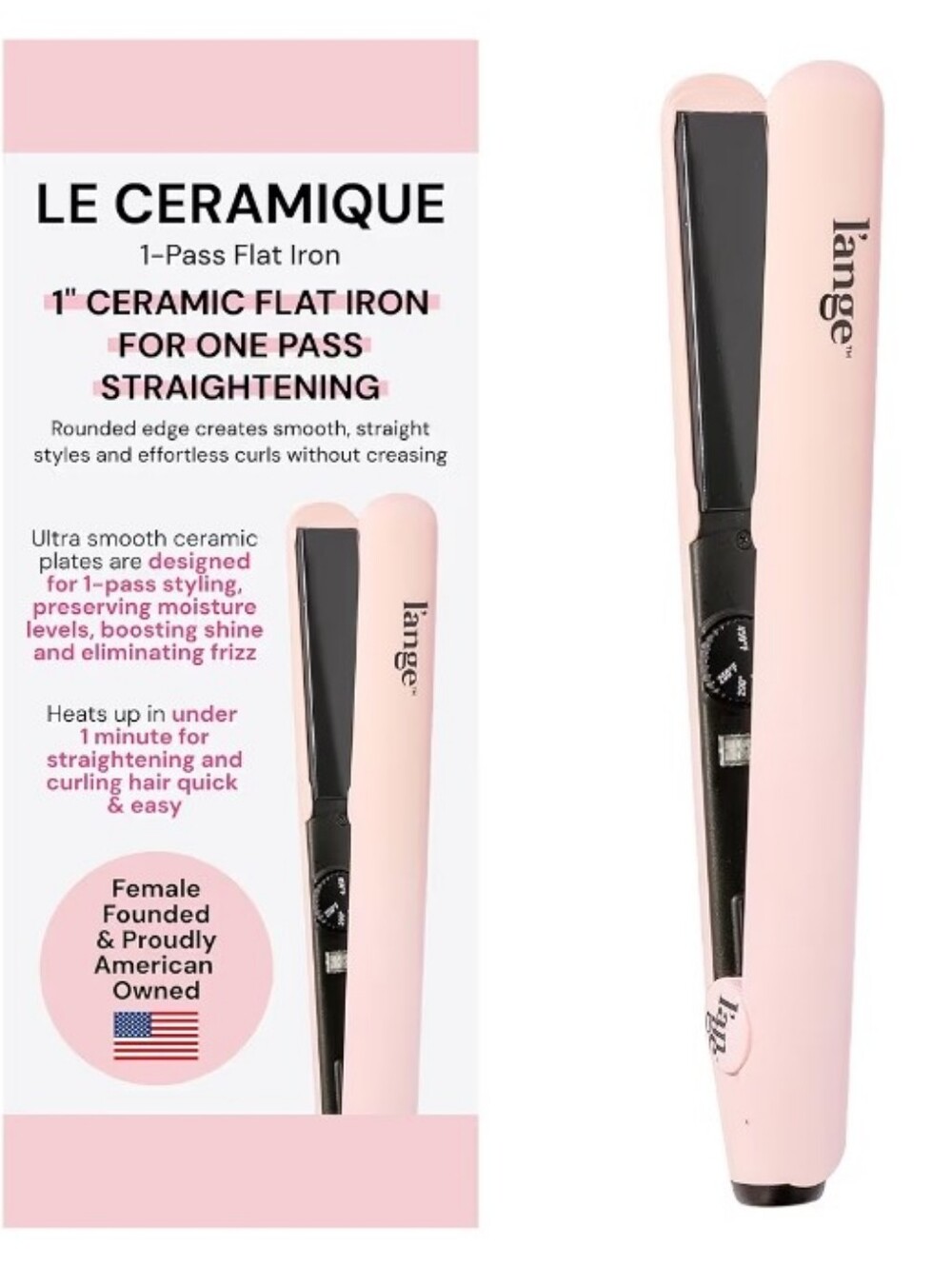 L'ANGE HAIR Le Ceramique 1-Pass Flat Iron Hair Straightener